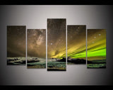 5 Panel Alaska Aurora Borealis Framed Wall Canvas Art | Octo Treasures