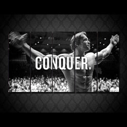 5 Panel Arnold Schwarzenegger Conquer Framed Wall Canvas Art | Octo Treasures