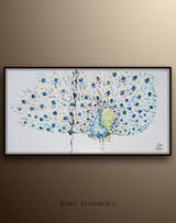 Peacock Extreme Beauty Unframed Original Oil Painting By Koby Feldmos | Octo Treasures