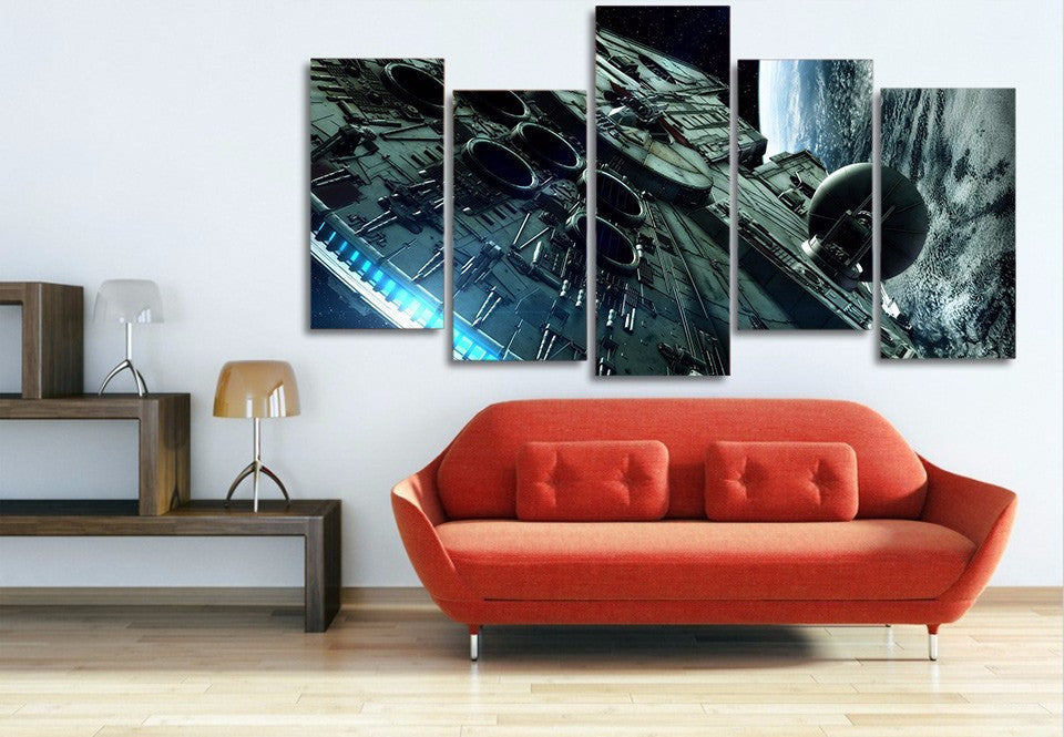 Millennium Falcon 5 Piece Canvas Framed Wall Art | Octo Treasures