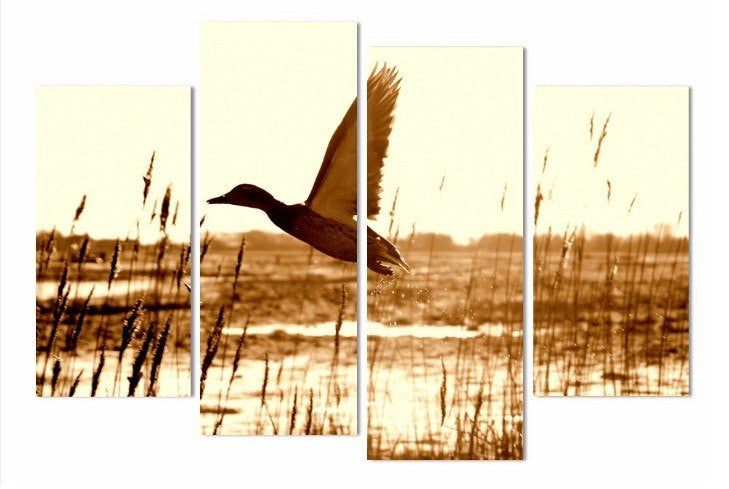 4 Panel Duck Hunting Landscape Framed Wall Canvas | Octo Treasures