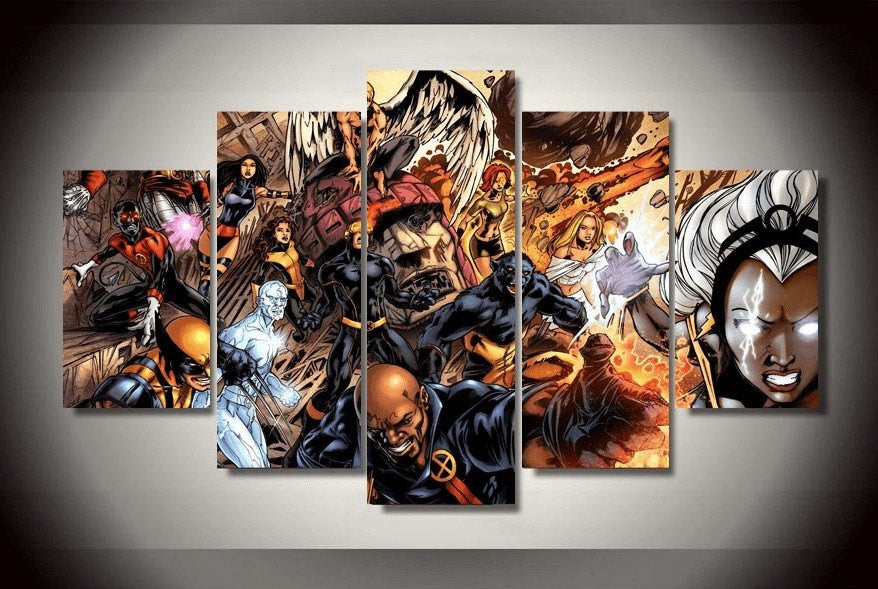 5 Piece Multi Panel Modern Home Decor Framed X Men Marvel Comics Super Heroes Wall Canvas Art | Octo Treasures