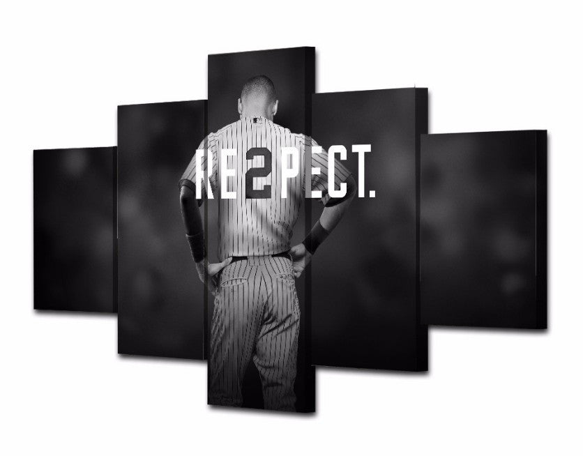 5 Panel Respect Baseball Player Framed Wall Canvas | Octo Treasures