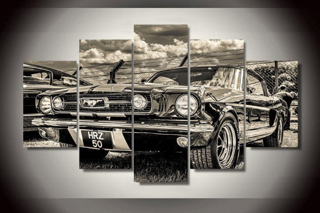 Ford Mustang 1965 5 Panel Framed Wall Canvas Art | Octo Treasures