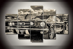 Ford Mustang 1965 5 Panel Framed Wall Canvas Art | Octo Treasures