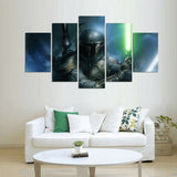 5 Panel Boba Fett Star Wars Framed Wall Canvas Art | Octo Treasures