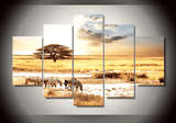 5 Pieces Multi Panel Modern Home Decor Framed Africa Savannah Landscape Wall Canvas Art | Octo Treasures