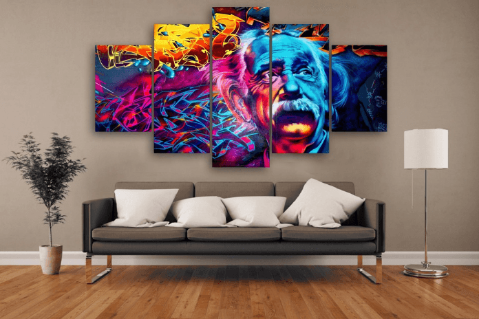 5 Panel Abstract Albert Einstein Framed Wall Canvas | Octo Treasures