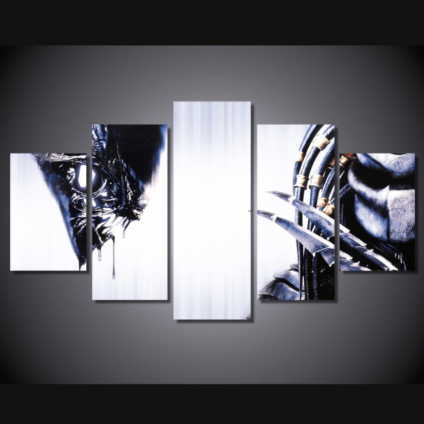 5 Panel Alien And Predator Movie Framed Wall Canvas | Octo Treasures