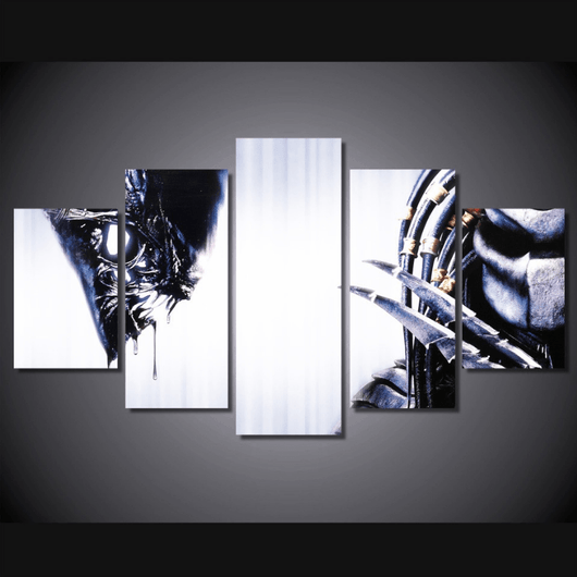 5 Panel Alien And Predator Movie Framed Wall Canvas | Octo Treasures