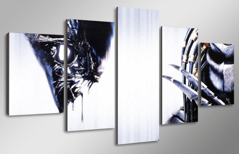 5 Panel Alien And Predator Movie Framed Wall Canvas | Octo Treasures