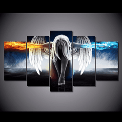 5 Panel Anime Angel Girl Framed Wall Canvas Art | Octo Treasures