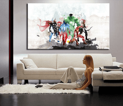 1 Panel Modern Home Decor Framed Abstract Marvel Comics The Avengers Super Hero Wall Canvas Art | Octo Treasures