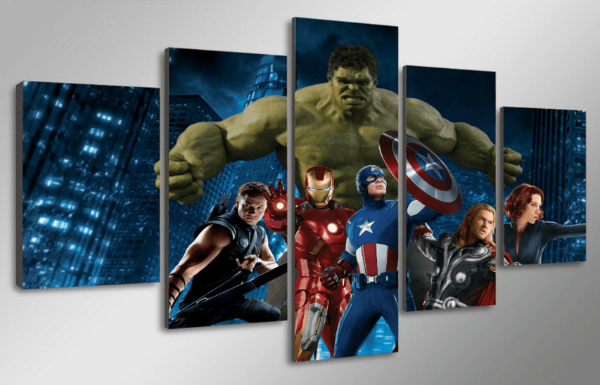 5 Panel The Avengers Movie Framed Wall Canvas Art | Octo Treasures