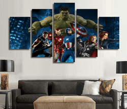 5 Panel The Avengers Movie Framed Wall Canvas Art | Octo Treasures