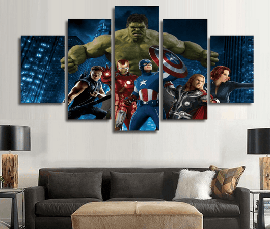 5 Panel The Avengers Movie Framed Wall Canvas Art | Octo Treasures