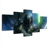 5 Panel Boba Fett Star Wars Framed Wall Canvas Art | Octo Treasures