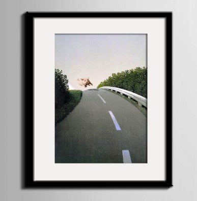 1 Panel Pig Running On The Road Framed Wall Canvas Art | Octo Treasures