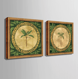 2 Pieces Multi Panel Modern Home Decor Framed Banana Tree And Palm Tree Wall Canvas Art | Octo Treasures