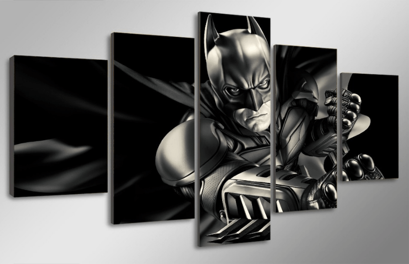 5 Piece Multi Panel Modern Home Decor Framed Batman Dark Knight DC Comics Wall Canvas Art | Octo Treasures