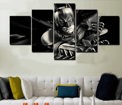 5 Piece Multi Panel Modern Home Decor Framed Batman Dark Knight DC Comics Wall Canvas Art | Octo Treasures