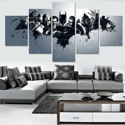 5 Panel Batman and Joker DC Comic Framed Wall Canvas Art | Octo Treasures