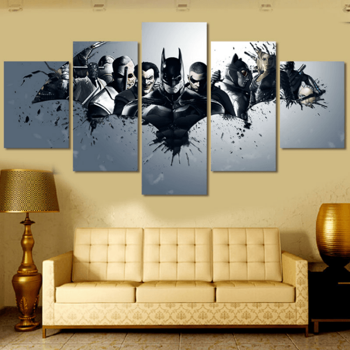 5 Panel Batman and Joker DC Comic Framed Wall Canvas Art | Octo Treasures