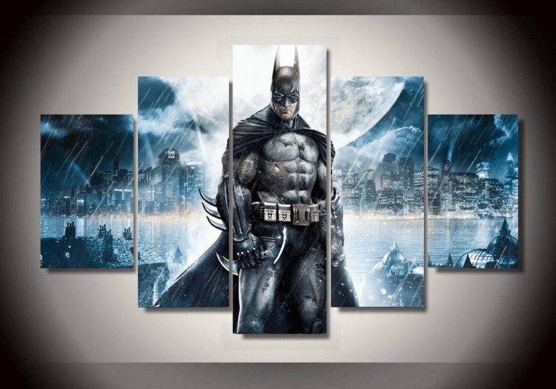 5 Piece Multi Panel Modern Home Decor Framed Batman DC Comics Super Hero Wall Canvas Art | Octo Treasures