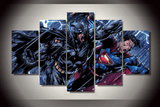 5 Piece Multi Panel Modern Home Decor Framed Batman Vs Superman DC Comic Super Hero Wall Canvas Art | Octo Treasures