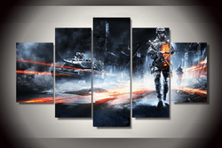 5 Panel Battlefield Game Framed Wall Canvas Art | Octo Treasures