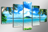 5 Pieces Multi Panel Modern Home Decor Framed Tropical Beach Palm Trees Wall Canvas Art | Octo Treasures
