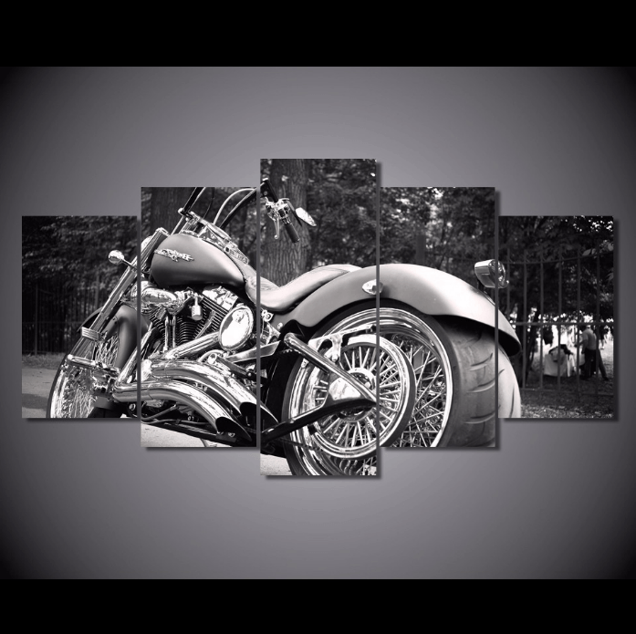 5 Panel Harley Davidson Motorcycle Framed Wall Canvas | Octo Treasures