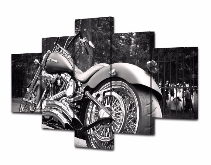 5 Panel Harley Davidson Motorcycle Framed Wall Canvas | Octo Treasures