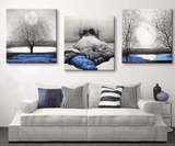 3 Panel Blue Lands Scenery Framed Modern Wall Canvas | Octo Treasures