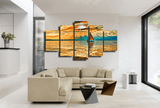 5 Panel Nebo Oblaka Luchi Ozero Boat Seascape Framed Wall Canvas | Octo Treasures