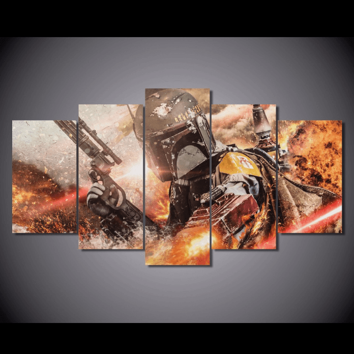 5 Panel Star Wars Boba Fett Framed Wall Canvas | Octo Treasures