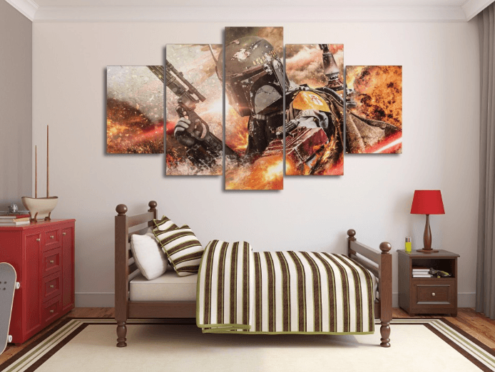 5 Panel Star Wars Boba Fett Framed Wall Canvas | Octo Treasures