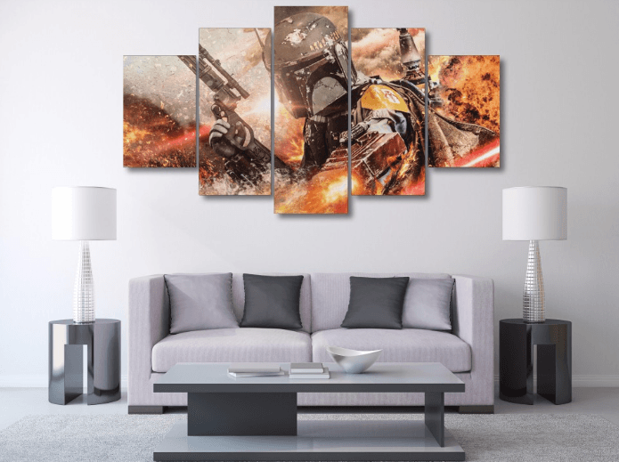 5 Panel Star Wars Boba Fett Framed Wall Canvas | Octo Treasures