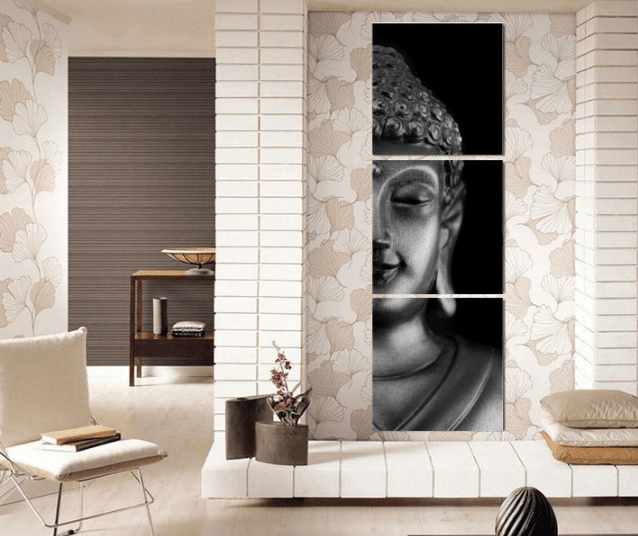 3 Panel Buddha Face Framed Wall Canvas Art | Octo Treasures