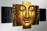 5 Pieces Multi Panel Modern Home Decor Framed Golden Buddha Wall Canvas Art | Octo Treasures