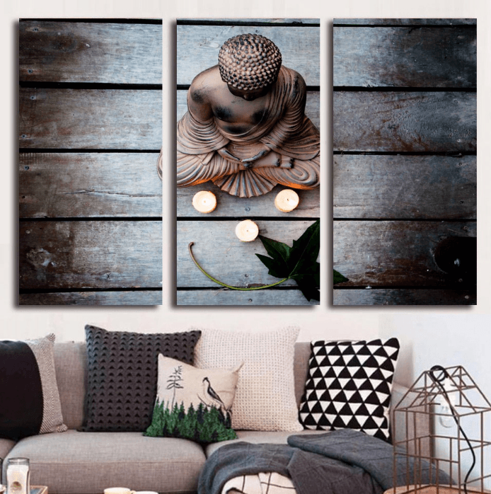 3 Panel Modern Zen Buddha Framed Wall Canvas | Octo Treasures