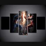 Captain America Vs Iron Man 5 Panel Framed Wall Canvas Art | Octo Treasures