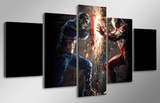 Captain America Vs Iron Man 5 Panel Framed Wall Canvas Art | Octo Treasures