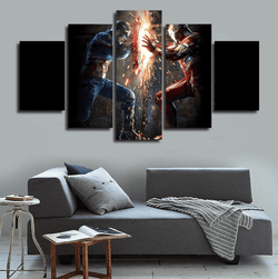 Captain America Vs Iron Man 5 Panel Framed Wall Canvas Art | Octo Treasures