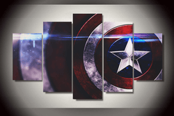 Captain America Shield Canvas 5 Panel Framed Wall Art | Octo Treasures