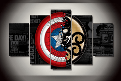 5 Piece Multi Panel Modern Home Decor Framed Captain America Marvel Comic Wall Canvas Art | Octo Treasures