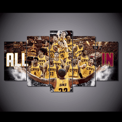 5 Panel Cleveland Cavaliers All In Framed Wall Canvas | Octo Treasures