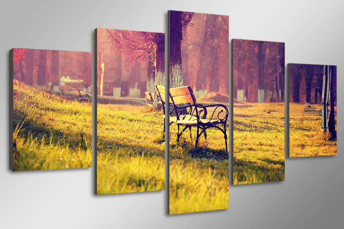 5 Pieces Multi Panel Modern Home Decor Framed Summer Sunset Romantic Park Wall Canvas Art | Octo Treasures