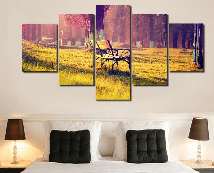 5 Pieces Multi Panel Modern Home Decor Framed Summer Sunset Romantic Park Wall Canvas Art | Octo Treasures
