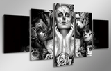 5 Panel Day Of The Dead Face Painting Framed Wall Canvas | Octo Treasures